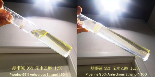 Piperine solubility test in anhydrous ethanol