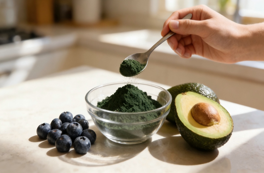 What kind of nutrients are present in spirulina powder?